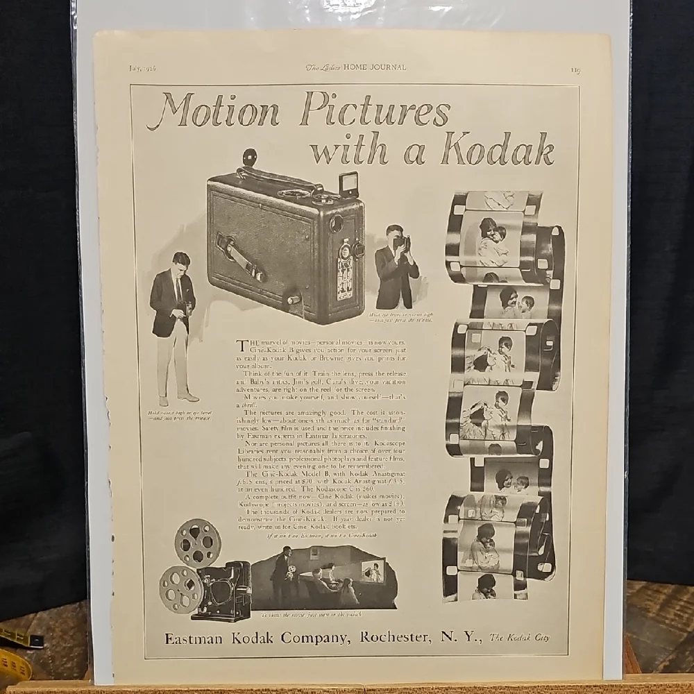Kodak Motion Picture Camera Advertisement - Black and White - 1926
